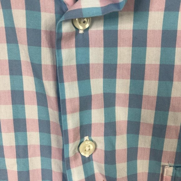 Gitman Bros Shirt Mens Blue Pink Gingham Check Button Front Cotton Made USA - Picture 15 of 16